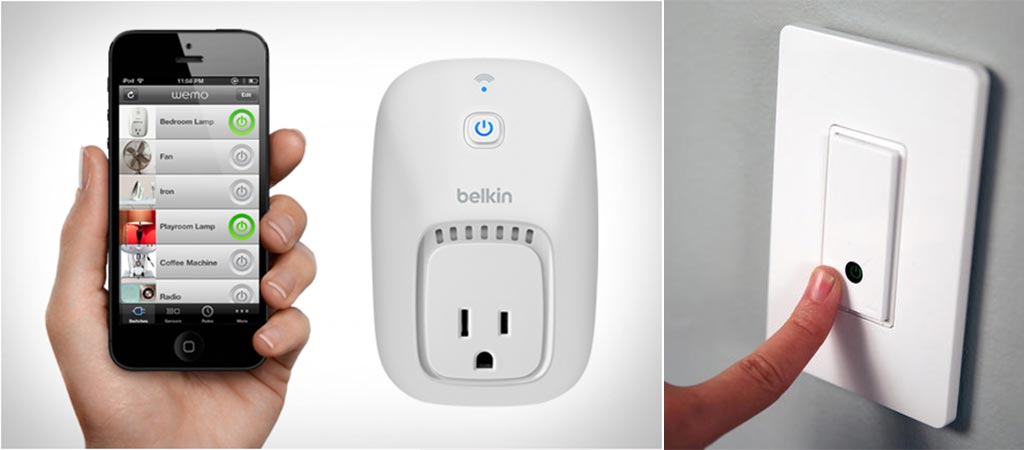 Wemo mobile app and wall appliance unit as well as the Wemo lightswitch