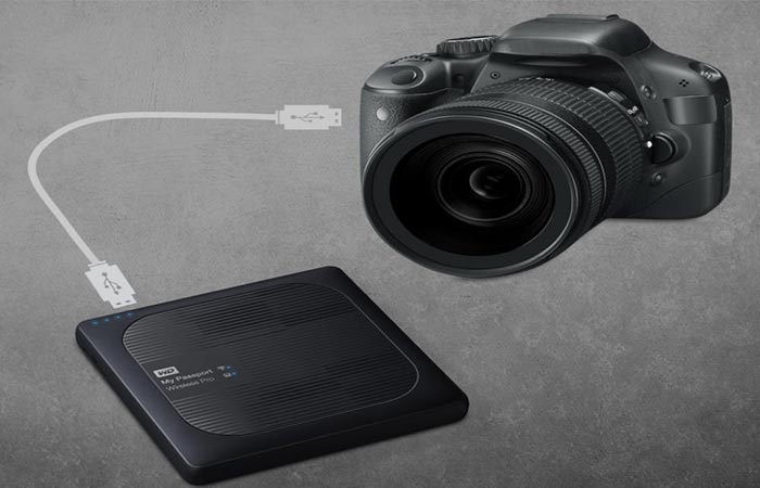 WD My Passport linking to a camera