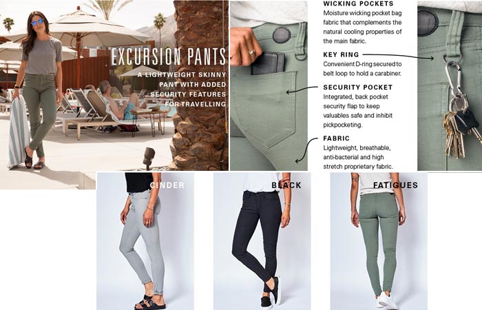 Excursion pants and features
