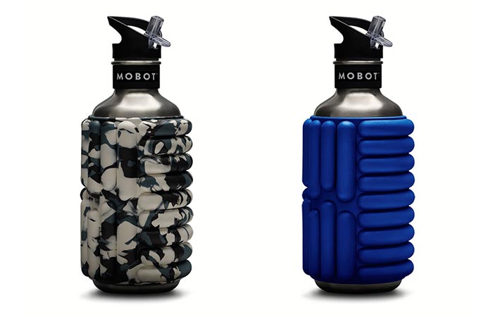 Camo And Blue Mobot Water Bottle & Roller