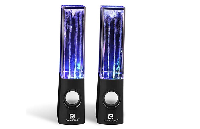 SoundSoul Dancing Water speakers with a white background