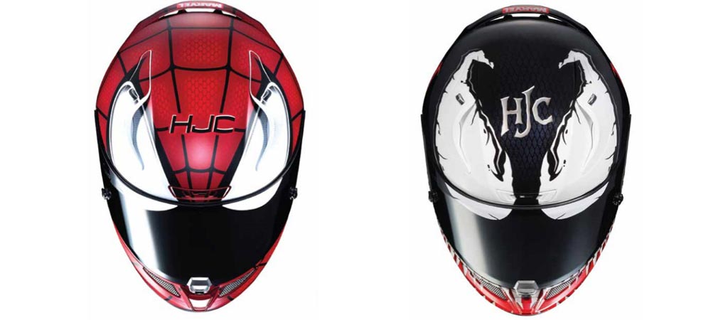 HJC x Marvel Spiderman and Venom Helmets