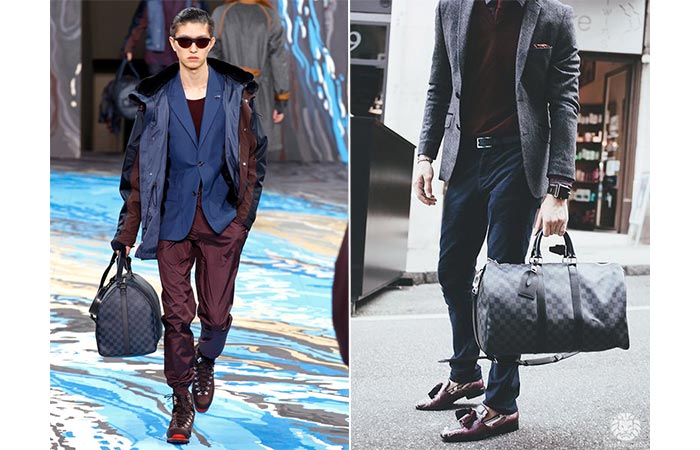 Two Guys Carrying Louis Vuitton Keepall Voyager Bag