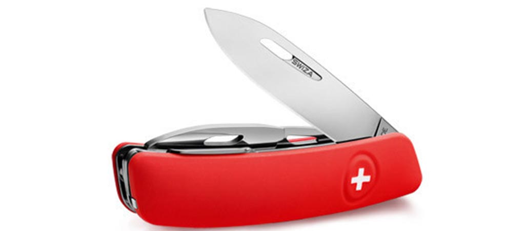 Swiza Pocket Knife with the blade partially extended