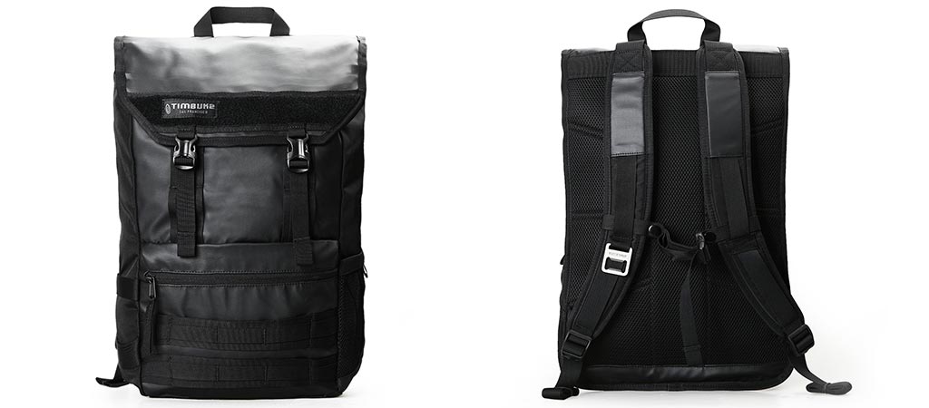 Front and back view of the Timbuk2 Rogue Laptop Backpack