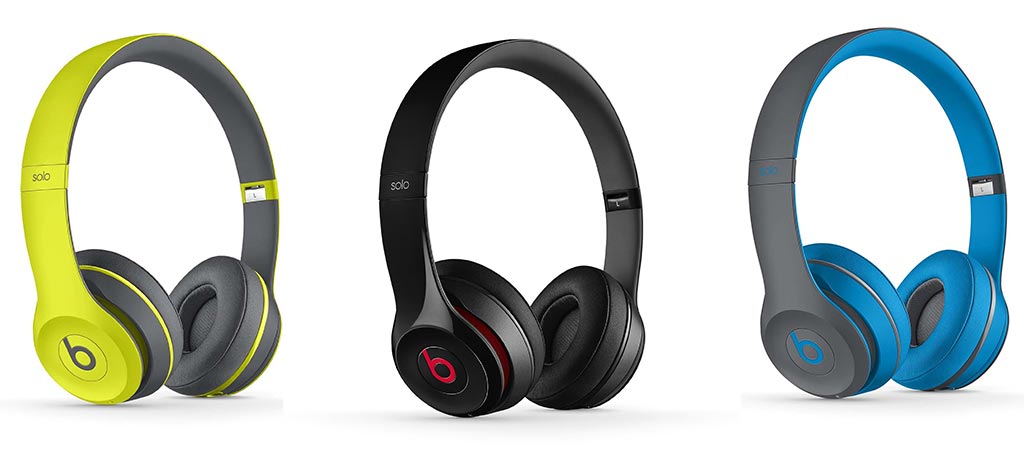 3 different colors in the Beats Solo2 Wireless Headphone Collection