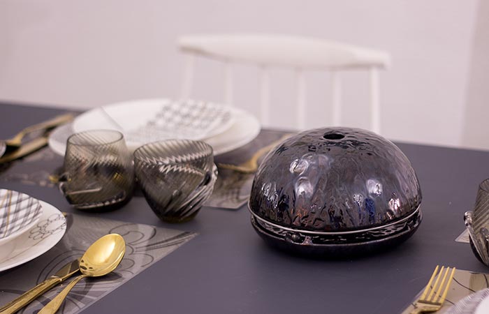 Egloo textured metal on a table