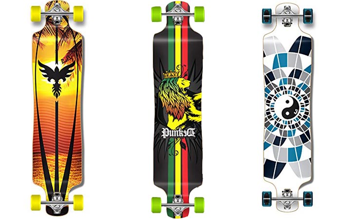 3 different versions of the Punked Lowrider Longboard