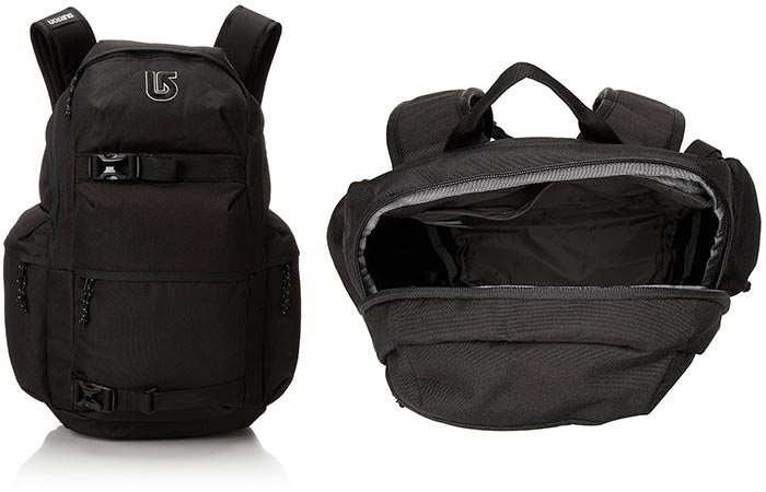 Burton Kilo Pack black with a view of the inside