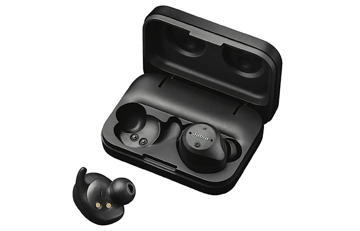 Jabra Elite Sport with their charging and carrying case