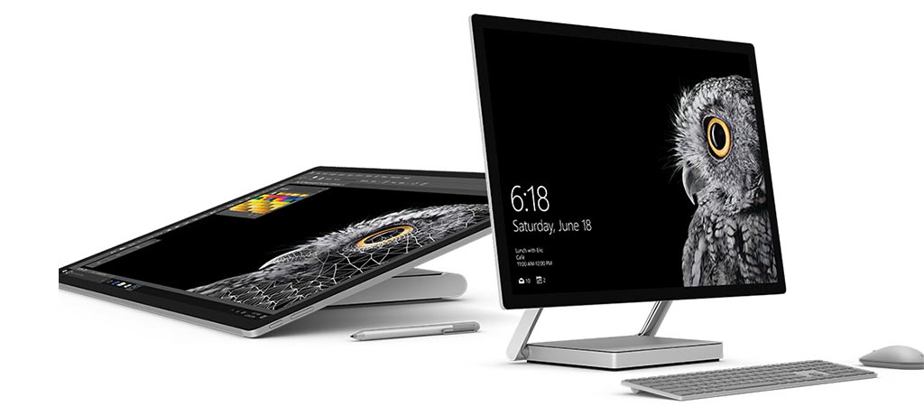Two different views of the Microsoft Surface Studio