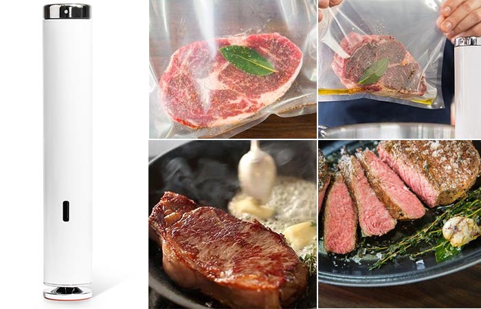 Joule Sous Vide next to the different cooking levels