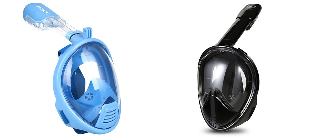 Leopard Full Face Snorkel in black and blue
