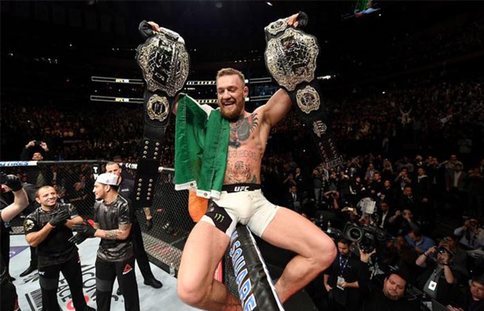 Conor McGregor holding the Featherweight and Lightweight world titles