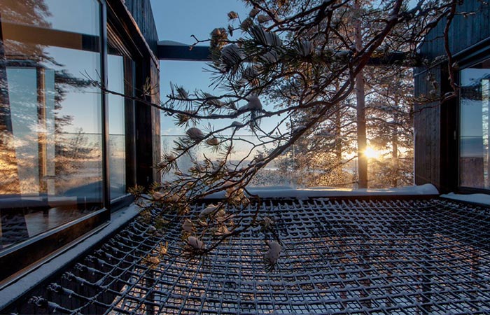 a net terrace on a treehotel