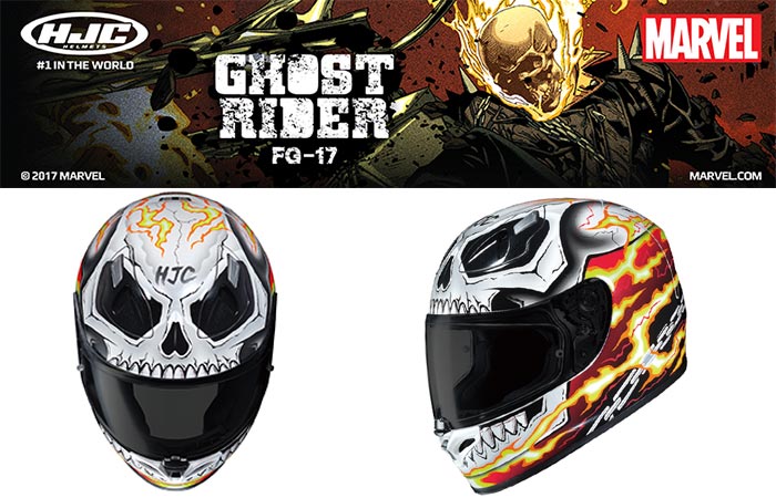 Two different views of HJC's Ghost Rider Helmet