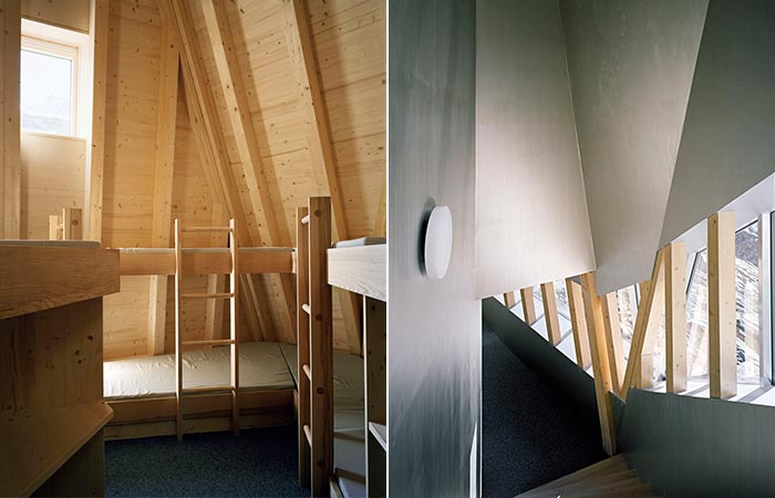 two images of Monte Rosa Hut interior