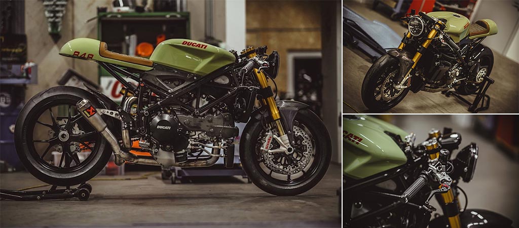 Three different views of the Ducati 848 Evo Racer By NCT Motorcycles