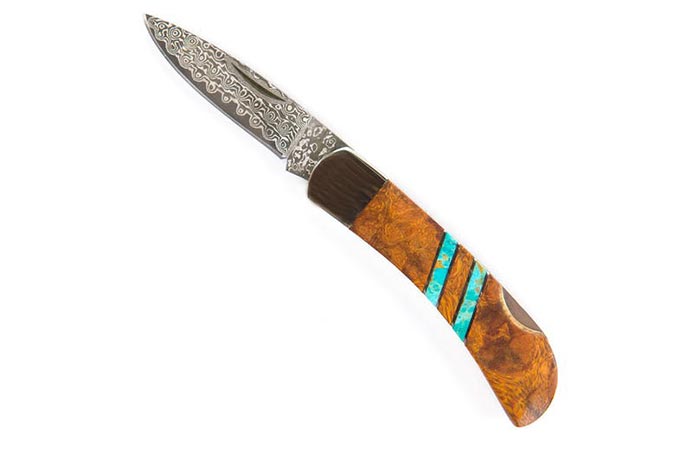 Ironwood Knife by Santa Fe Stoneworks open