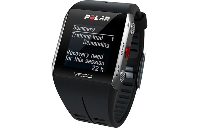 Polar V800 GPS Sports Watch with a picture of the calculated recovery time