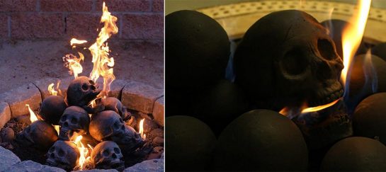 Skull Gas Fireplace Logs