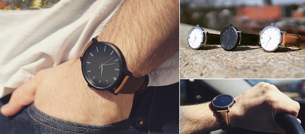Three different views of the Sleek Supply Classic Watches