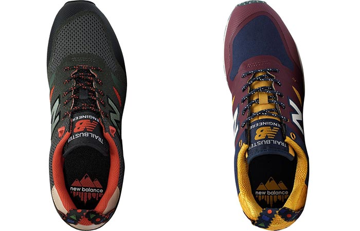 Top view of the New Balance Trailbuster in two different colors