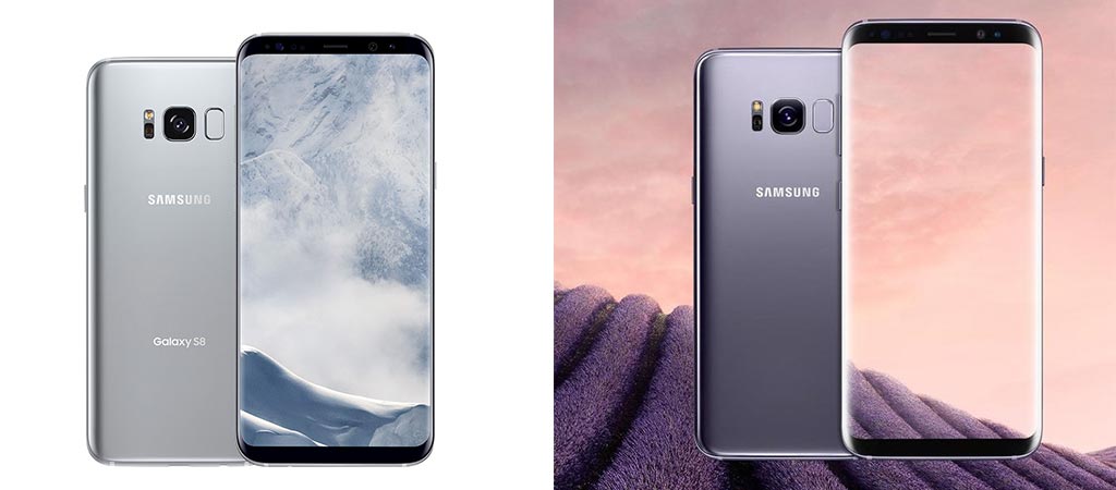 Two different views of the Samsung Galaxy S8