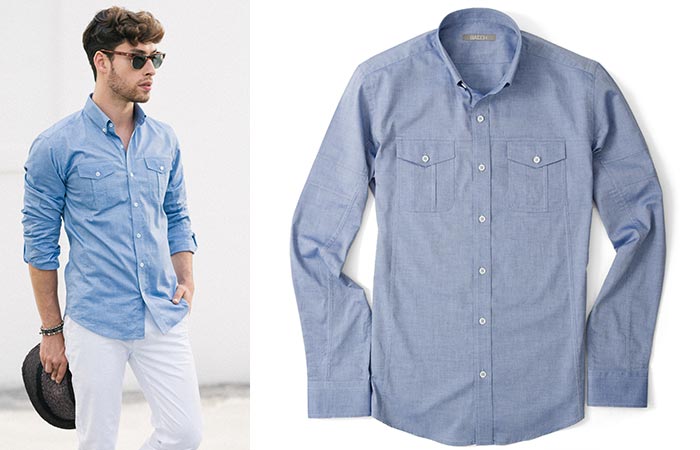 two images of The Editor Utility Shirt