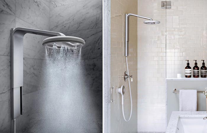 two images of Nebia Steam Shower